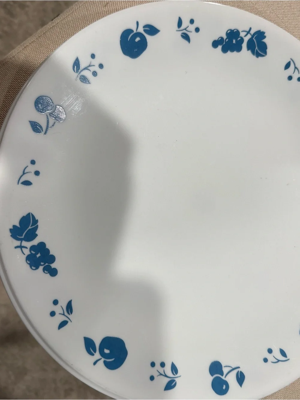 Corelle Eve White Dinner Plates with Blue Floral & Fruit Border - Set of 4